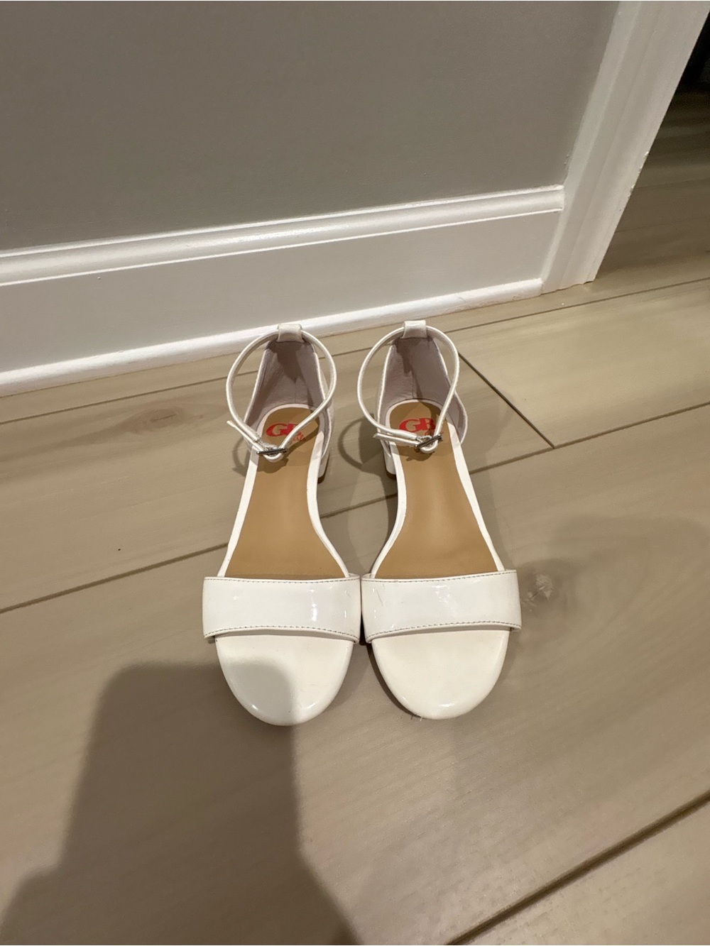 Girls' White Ankle-Strap Dress Sandals with Buckle